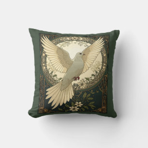Friedliche Friedenstaube und Naturillustration Kissen