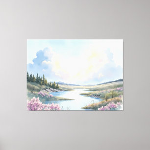 Friedliche Frühlingsflusslandschaft - Restauriert  Leinwanddruck
