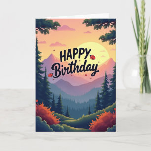 Friedliche Geburtstag-Dämmerungsbäume-Karte Karte