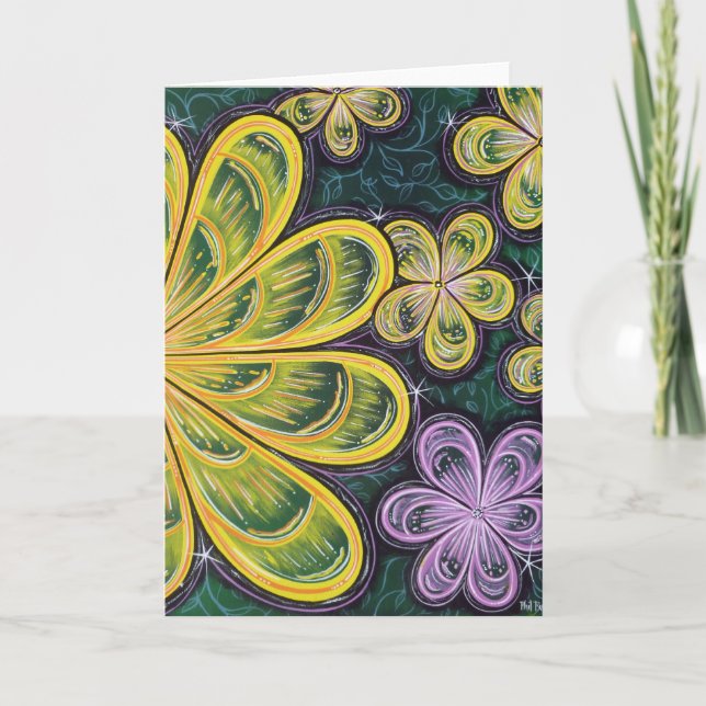 Friedliche grüßende Blumen Karte (Vorderseite)