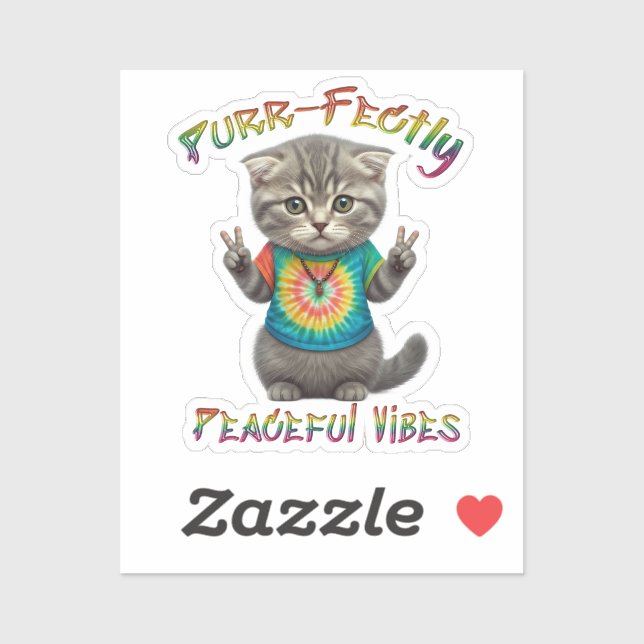 Friedliche Hippie Boho Kätzchen Vibes  Aufkleber (Blatt)