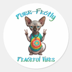 Friedliche Hippie Boho Kätzchen Vibes  Runder Aufkleber
