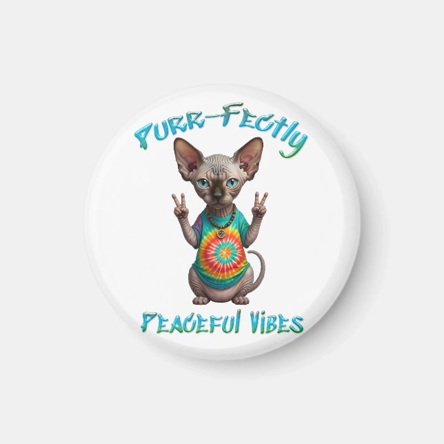 Friedliche Hippie Boho Kitten Vibes  Magnet (Vorne)