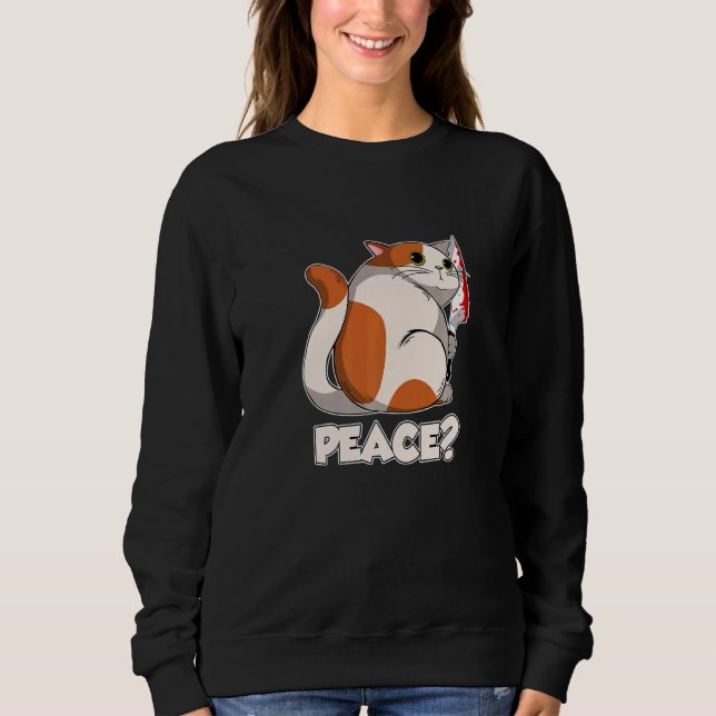 Friedliche Katze Mörderische Katze mit Messer   Sweatshirt (Vorderseite)