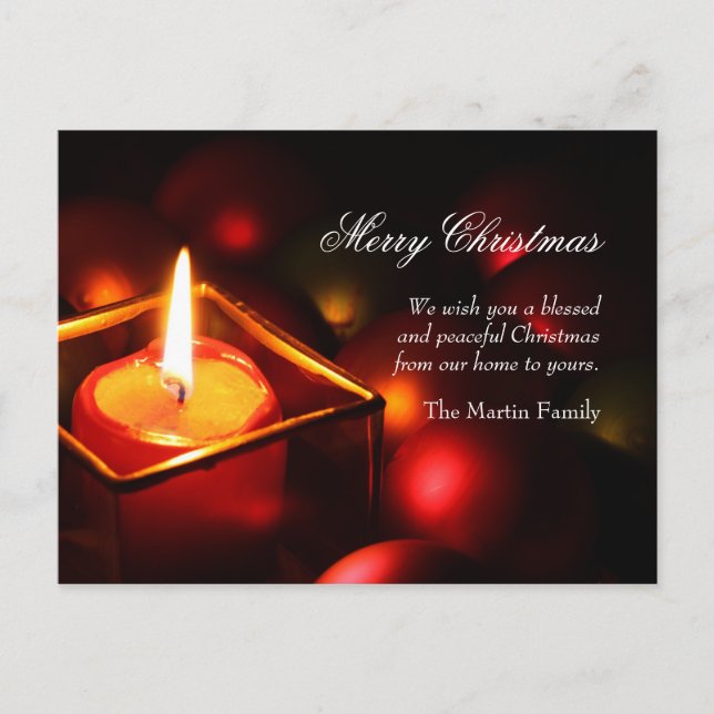 Friedliche Kerzen-Weihnachtspostkarte Feiertagspostkarte (Vorderseite)