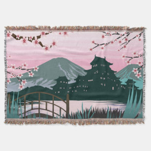 Friedliche Kirschblüten-Japanische Landschaft Cozy Decke