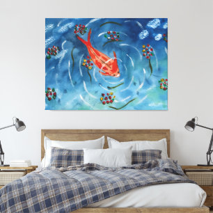 Friedliche Koi-Fisch-Aquarell-Leinwand Leinwanddruck