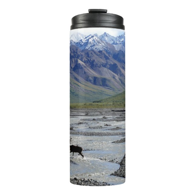 FRIEDLICHE LANDSCHAFT MIT RENTIEREN THERMOSBECHER (Vorderseite)