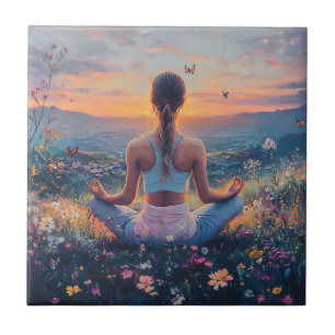 Friedliche Meditation bei Sonnenaufgang (4) Fliese