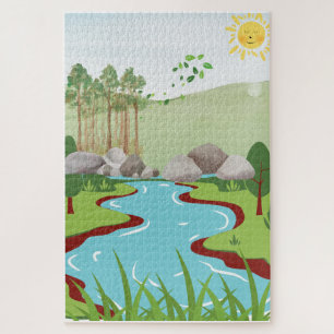 Friedliche Natur Fluss Puzzle – Whimsical Landscha