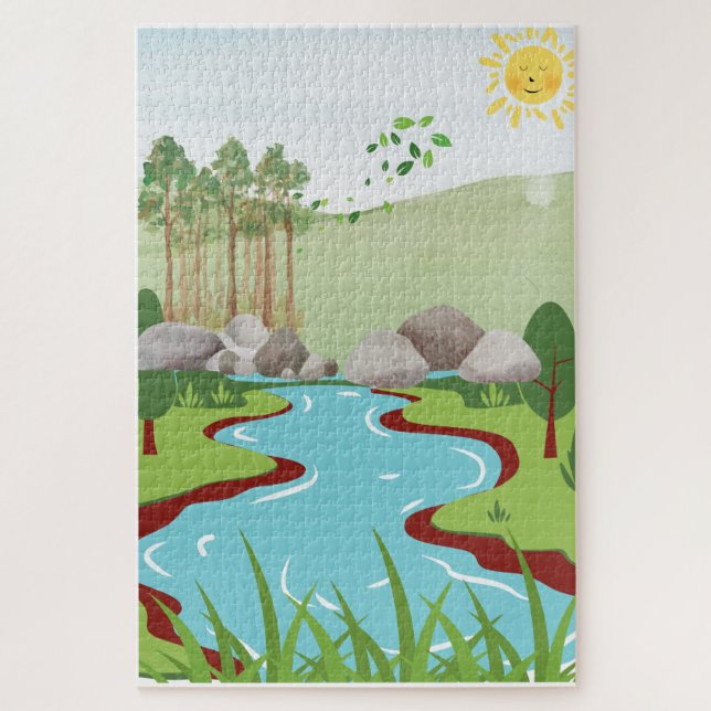 Friedliche Natur Fluss Puzzle – Whimsical Landscha (Vertikal)