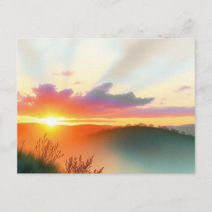 Friedliche Natur-Sonnenuntergangs-Landschaftspostk Postkarte