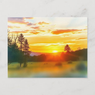 Friedliche Natur-Sonnenuntergangs-Landschaftspostk Postkarte
