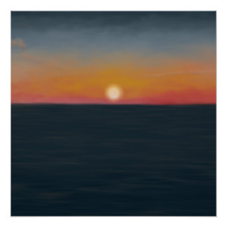 Friedliche Ozeansonnenuntergangs-Malerei Poster