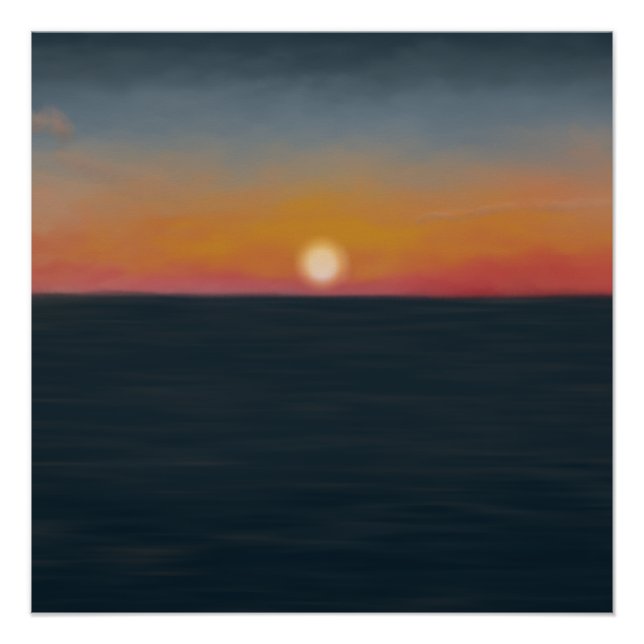 Friedliche Ozeansonnenuntergangs-Malerei Poster (Vorderseite)