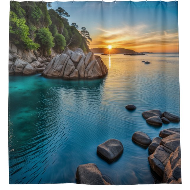 Friedliche Paradieslandschaft Duschvorhang (Vorderseite)