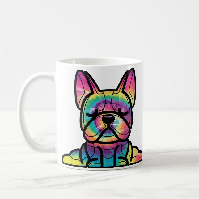 Friedliche Paws: Yoga Bulldog in Gefärbte Krawatte Kaffeetasse (Links)
