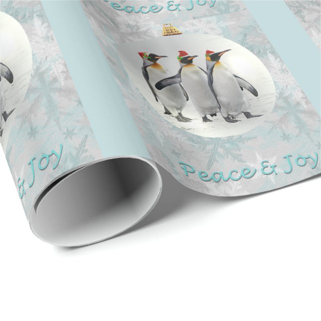 Friedliche Pinguine Weihnachtswrapping Paper Geschenkpapier (Rolleneckpunkt)