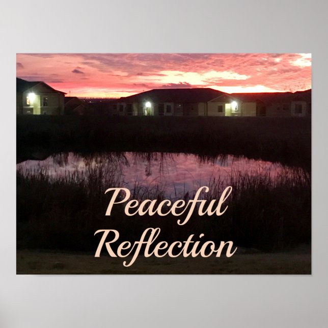 Friedliche Reflektionssonne über dem Teich Poster (Vorne)