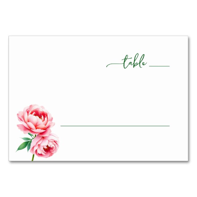 Friedliche rosa florale Minimalistin Tischnummer (Vorderseite)