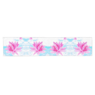 Friedliche Rosa Lotus Blume Malerei Kurzer Tischläufer