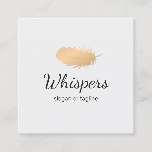 Friedliche Rose-Gold-Feather-Logo Quadratische Visitenkarte (Vorderseite)