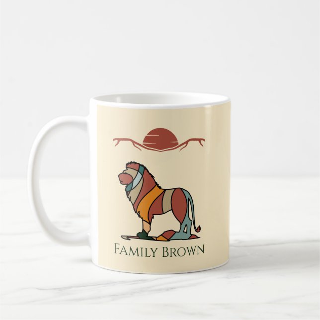 Friedliche Savanne Freundlicher Löwe Personalisier Kaffeetasse (Links)