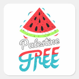 Friedliche Scheiben Watermelon Freie Palästina - U Quadratischer Aufkleber