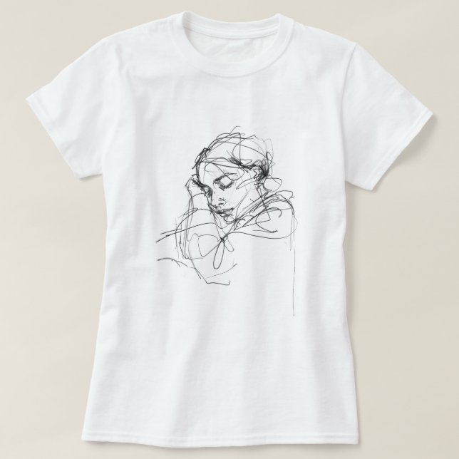 Friedliche Schlafweibenskizze T-Shirt (Design vorne)