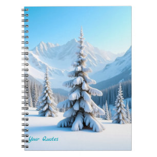 Friedliche schneebedeckte Berglandschaft & Winterk Notizblock