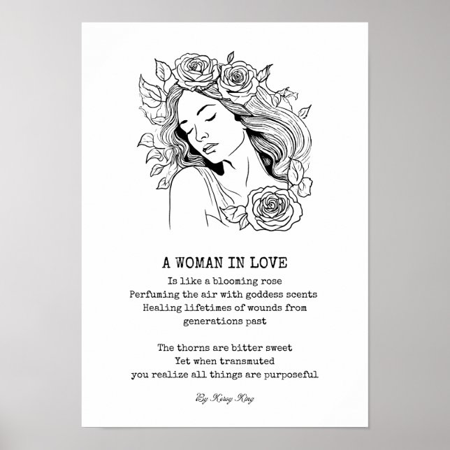 Friedliche, schwarz-weiß-rosa-farbene Wandkunst Poster (Vorne)