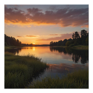 Friedliche Sonnenuntergang Landschaft Vibes Fotodruck