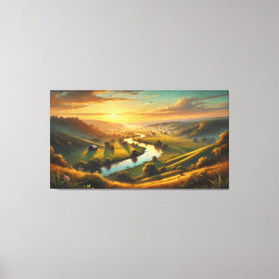 Friedliche Sunset Valley – Ruhige Panoramaaussicht Leinwanddruck