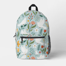 Friedliche Taube & Wildblumen-Botanik-Muster
