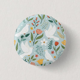 Friedliche Taube & Wildblumen Botanisches Nahtlose Button
