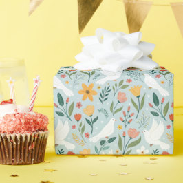 Friedliche Taube & Wildblumen Botanisches Nahtlose Geschenkpapier