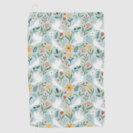 Friedliche Taube & Wildblumen Botanisches Nahtlose Golfhandtuch