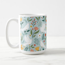 Friedliche Taube & Wildblumen Botanisches Nahtlose Kaffeetasse