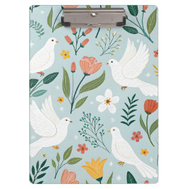 Friedliche Taube & Wildblumen Botanisches Nahtlose Klemmbrett
