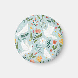 Friedliche Taube & Wildblumen Botanisches Nahtlose Magnet