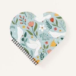 Friedliche Taube & Wildblumen Botanisches Nahtlose Notizbuch