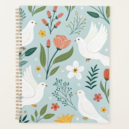 Friedliche Taube & Wildblumen Botanisches Nahtlose Planer