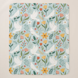 Friedliche Taube & Wildblumen Botanisches Nahtlose Sherpadecke