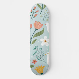 Friedliche Taube & Wildblumen Botanisches Nahtlose Skateboard