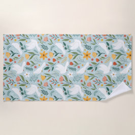 Friedliche Taube & Wildblumen Botanisches Nahtlose Strandtuch