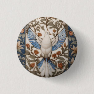 Friedliche Taube William Morris Inspirierte Blumen Button