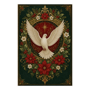 Friedliche Tauben-Weihnacht Poster