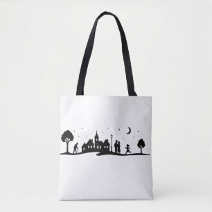 Friedliche Village Night Silhouette Szene Tasche