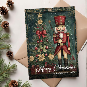 Friedliche Vintage-Weihnachtsbaumkarte im handgefe Feiertagskarte