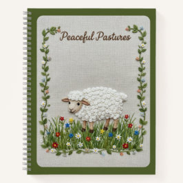 Friedliche Weiden Stickerei Schaf Natur Journal Notizbuch